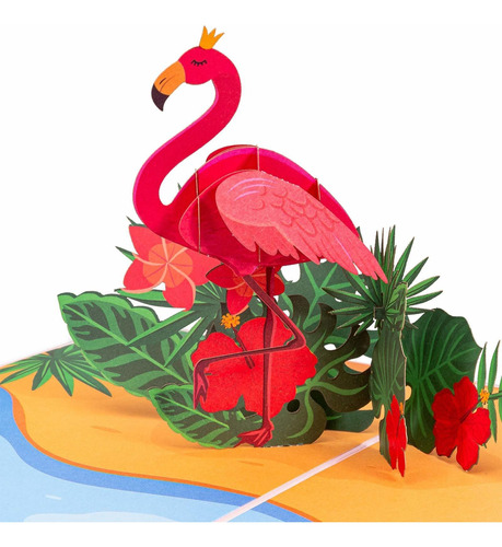Flamingo Pop Up Card, Hecho A Mano 3d Popup Tarjetas De...