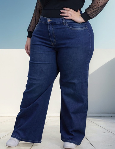 Jeans Talla Extra Wide Leg Pantalón Mezclilla Mujer Ingrid