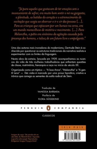 Três Vidas, De Gertrude Stein. Clássicos, Vol. 1. Editorial Penguin-companhia, Capa Mole, Edição 1 Em Português, 2024