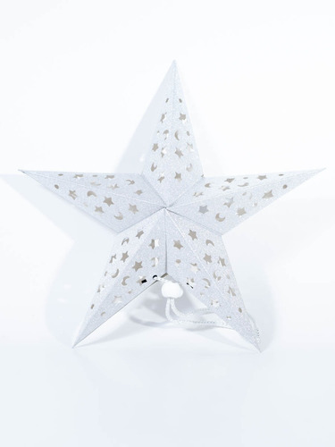 Decoración Estrella Plateada 5 Puntas Glitter 30cm