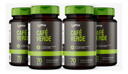 Kit 4x - Cafeína - 70 Cápsulas - Omix Sabor Sem Sabor