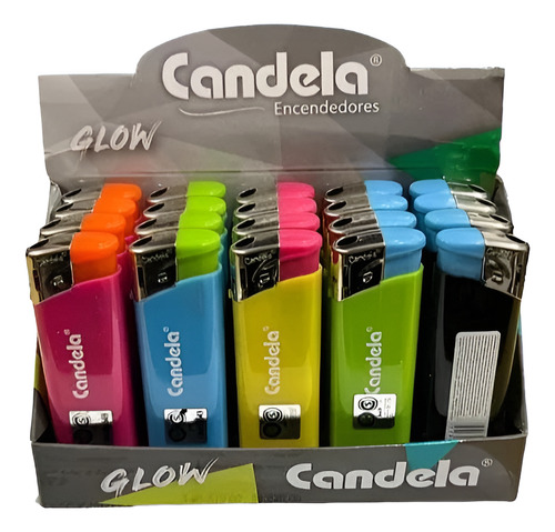 Encendedor Candela Electronico Recargable Glow 20 Unidades