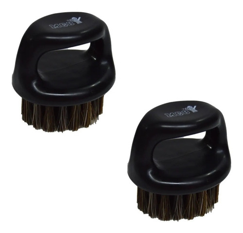 2 Cepillo Barba Con Agarradera Anillo Barberia Corte Chico Color Negro