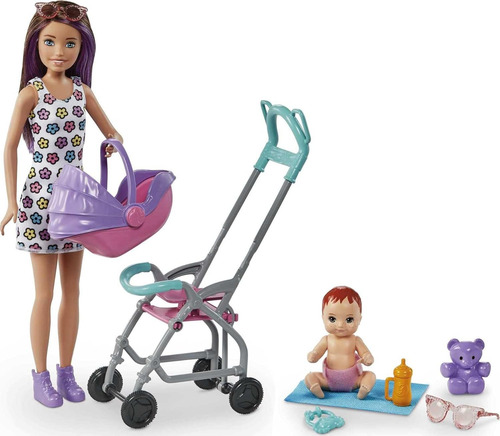 Barbie Skipper Niñera Con Coche Y Bebe Mattel Original