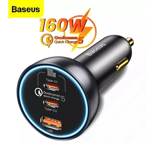 Cargador De Carro 160w Carga Super Rapid Y Cable 100w Baseus