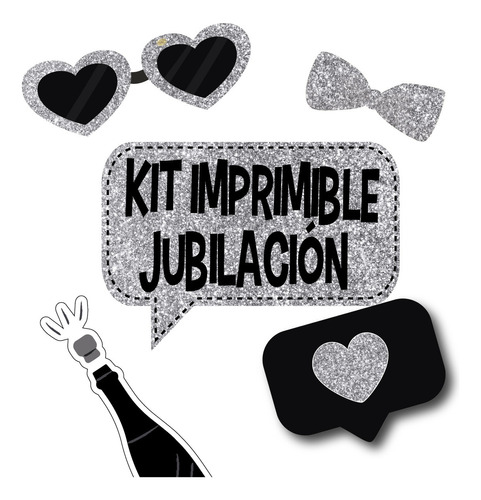 Imprimible Photo Prop Carteles Divertidas Jubilacion Glitter