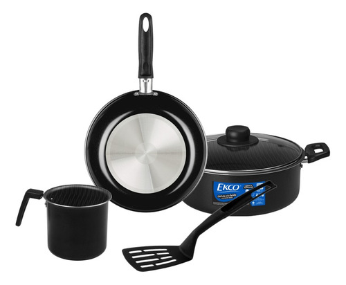 Batería De Cocina Ekco Basics 5 Pzs C/antiadherente Negro