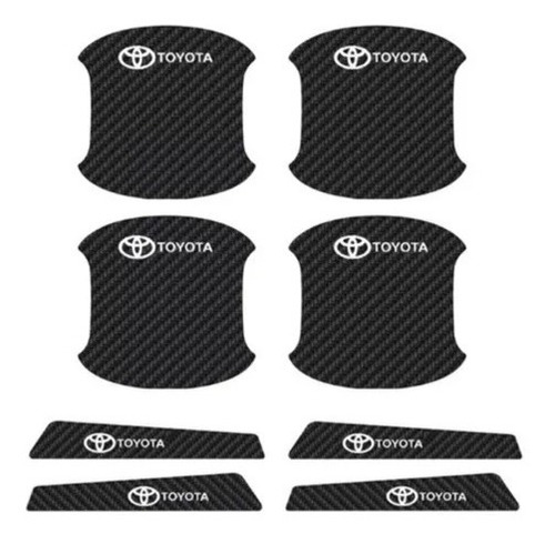 Kit Adesivo Protetor Maçaneta Toyota Fibra De Carbono 