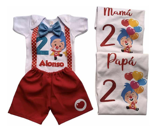 Conjunto Plim Plim Más Playeras Mamá Y Papá