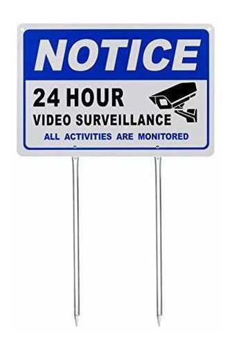 Señal De Vigilancia Por Video 24 Horas, Aluminio, 11.8puLG