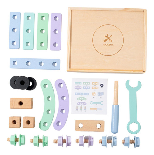 Caja De Herramientas De Reparación De Madera, Juguete Diy,