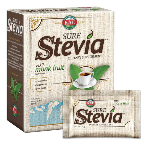 Kal® Sure Stevia - Extracto En Polvo Mas Fruta De Monje (luo