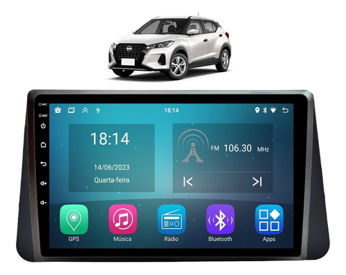 Multimidia Nissan Kicks 9p Carplay Android Auto 2gb Ram 32gb