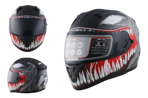 Casco Moto Edge Marvel Venom Integral Certificado Dot