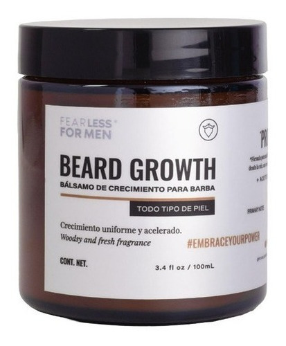 Fearless For Men bálsamo de crecimiento para barba y bigote con proxidil 100ml aroma cítrico con toque de bergamota 1pz
