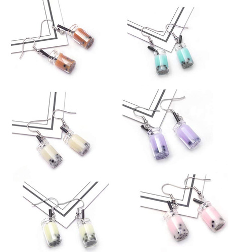 6-8 Pares Pearl Milk Tea Pendientes Dangle B08h5ggcn2_130324