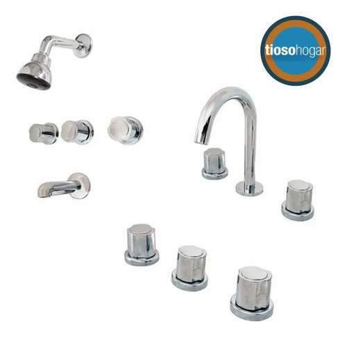 Imagen 6 de 10 de Juego Baño Vanitory Griferia Accesorio Tapa Completo