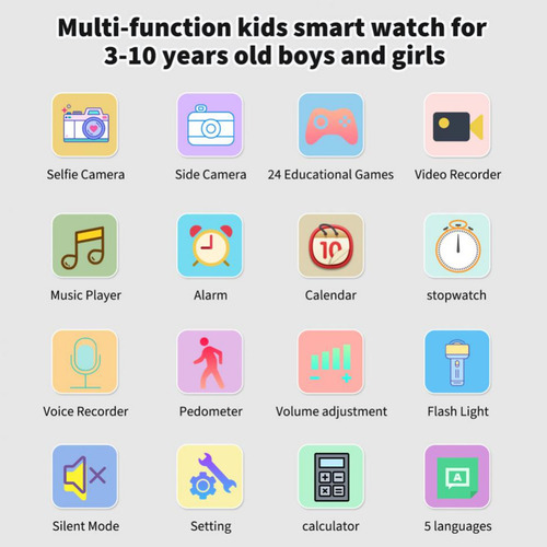 Reloj Inteligente Para Niños, 24 Juegos, Cámara, Música, Ala