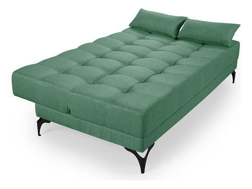 Sofa Cama Target Nevada Solteiro Reclinavel Linho Pes Ferro Cor Verde