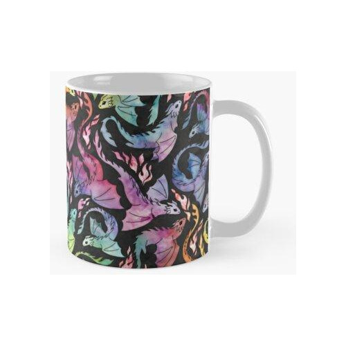 Taza Dragón Fuego Arco Iris Oscuro Calidad Premium