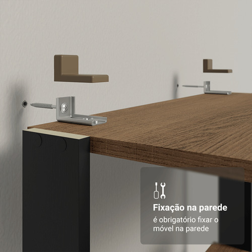 Armário Estante Multiuso Despensa 5 Prat 59cm Madesa Rp Cor Rustic/Preto