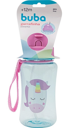 Imagem 2 de 3 de Garrafinha Infantil Canudo Silicon Animal Fun Unicórnio Buba