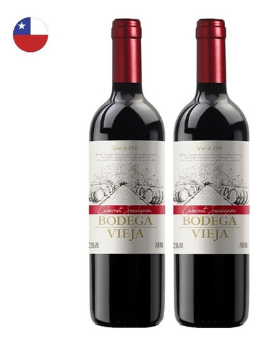 Kit 2 Vinhos Bodega Vieja Cabernet Sauvign Tinto Chile 750ml