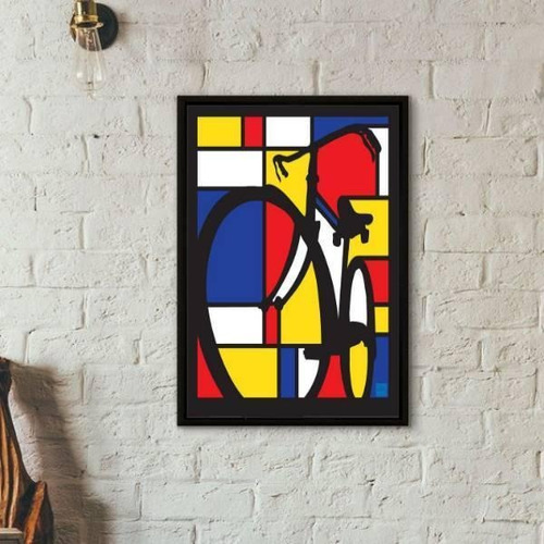 Quadro Decorativo Bicicleta Mondrian 45x34 C/vidro - Preta