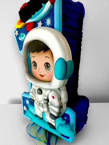 Piñata Personalizada Temática Numero Uno Agua Astronauta Numero Uno 50cm