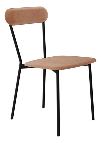 Cadeira Estofada Sala Jantar Liora Preto C01 Veludo Bege
