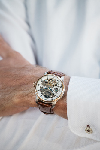 Reloj De Pulsera Earnshaw Hombre Longitude Midnight Green Correa Café
