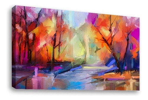 Cuadros Canvas Abstractos Tipo Oleo En Canvas Artistíco Color Arboles-tonos-calidos-pintura
