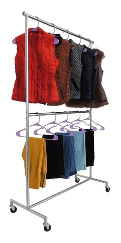 Organizador Perchero Rack De Ropa 2 Niveles Metal Cromado