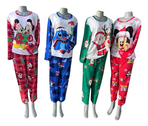 Pijama Dos 2 Piezas Stitch Grinch Santa Claus Navideñas