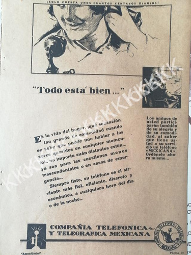 Cartel De Cia. Telefonica Y Telegrafica De Mexico S.a 1931 6