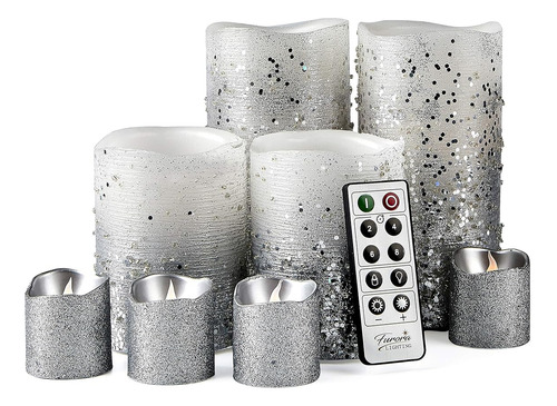 Velas Plateadas Sin Llama Control Remoto Furora Lighting