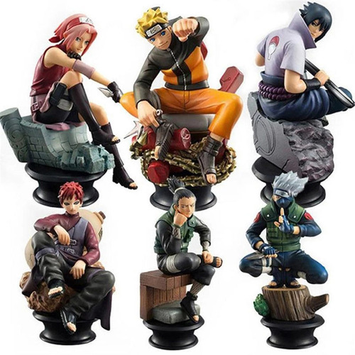 6pcs Anime Naruto Figura Modelo Ajedrez Estatua Juguetes