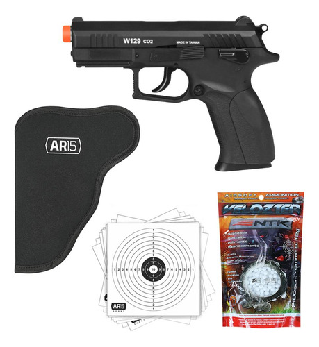 Combo Pistola 6.0mm Co2 Wingun W129 + Coldre + Bbs