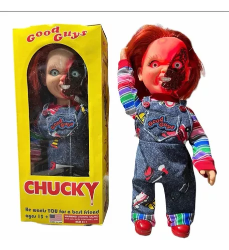 Muñeco Chucky Con Luz Y Sonido Cara Quemada Multicolor