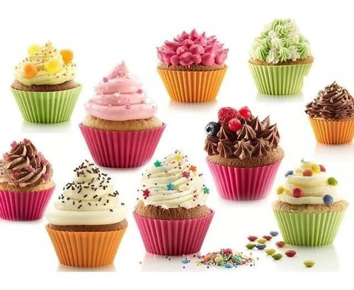 12 Moldes De Silicón Para Cupcake Capacillo