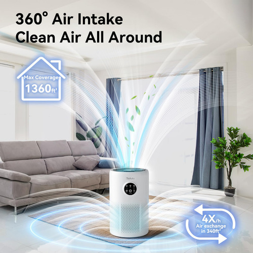 Purificador De Ar Tailulu D10 Hepa Para Sala Grande De 1360