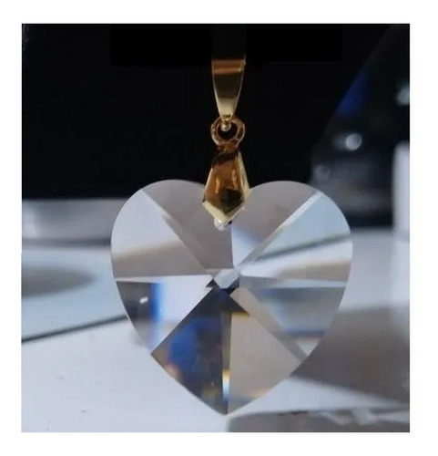 Imagem 3 de 5 de Pingente Cristal Swarovski Coração 2,8 Cm Folheado A Ouro