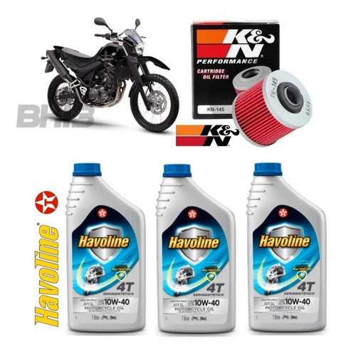 Kit Troca Óleo Yamaha Xt660 Drag Star Kn145 Havoline 10w40