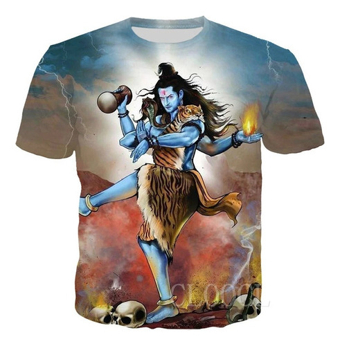 Mklo Camisetas Casuais De Manga Curta Com Impressão 3d Shiva