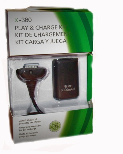 Kit Carga Y Juega Xbox 360, Batería 7200mah Y Cable Cargador