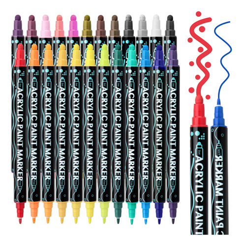 Colpart Marcadores De Pintura Acrlica, 24 Colores De Doble P