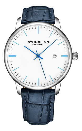 Stuhrling Reloj Para Hombre Original Correa De Cuero De Piel