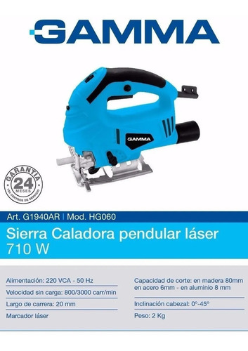 Sierra Caladora Gamma G1940 Pendular Laser 710w Herramienta
