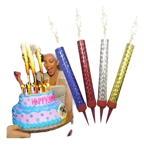Vela Volcan Para Cumpleaños X 4 Unidades Fiestas Torta Color
