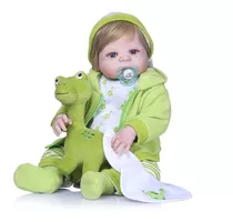 Bebe Reborn Menino 100% Silicone 57 Cm - Biel